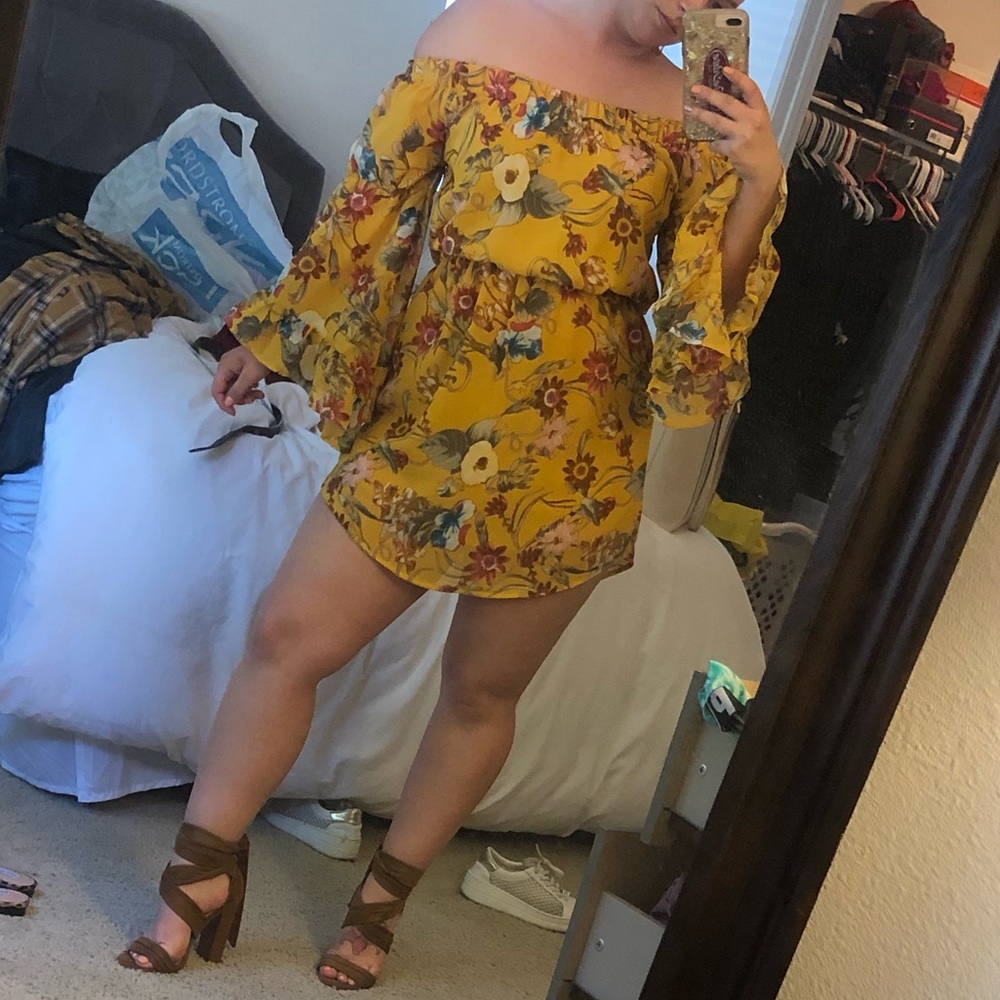 Yellow Floral Mini Dress